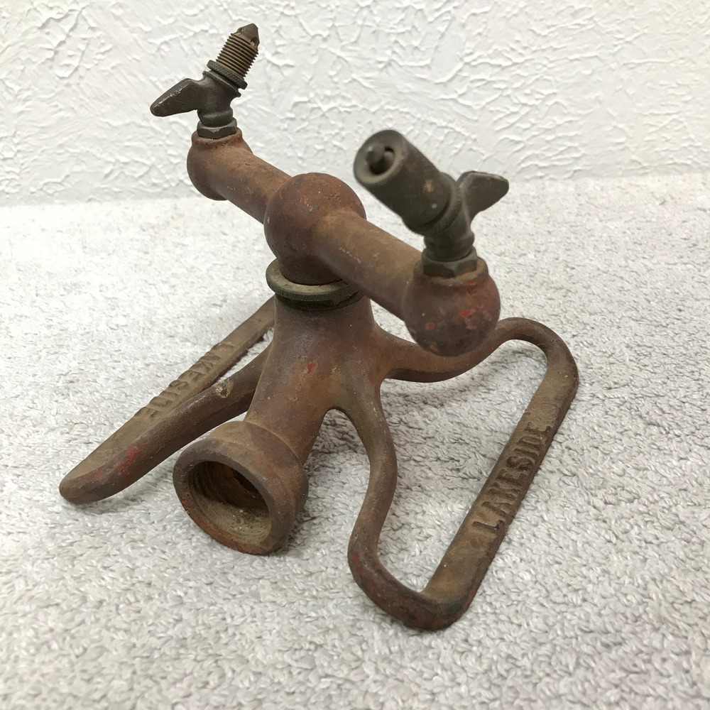 Lakeside Lawn Sprinkler Vintage Cast Iron Rotating Sled Base
